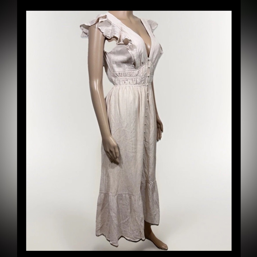 Revolve ASTR Montreal Ruffle Cutout Midi Dress Size Small Boho Cottagecore - Picture 6 of 10